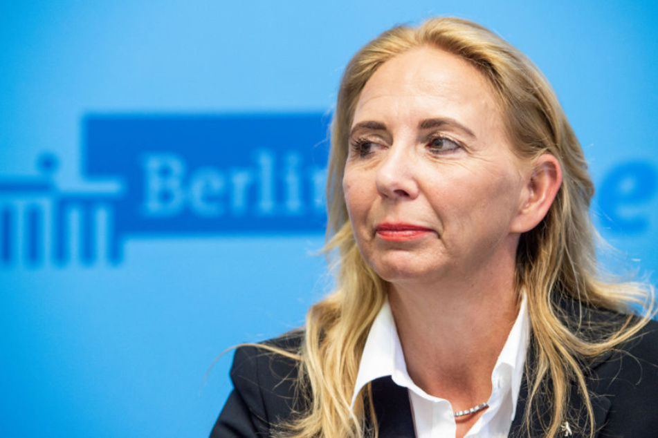 Barbara Slowik, Berlins neue Polizeipräsidentin, gibt eine Pressekonferenz.