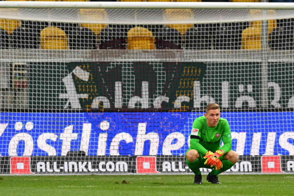 Dynamo-Keeper Kevin Broll nach dem Abpfiff gegen Bochum. Das 1:2 hat er verdaut. Am Freitag will er seine Kiste sauber halten - wie zuletzt in Heidenheim und auf St. Pauli.