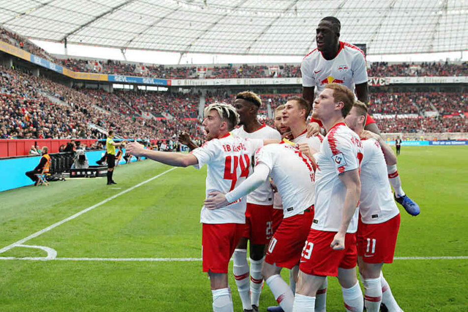 Der Jubel nach dem Treffer zum 3:2 für RB Leipzig nach umstrittenem Handelfmeter.