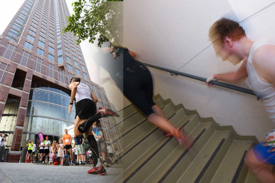 Beim SkyRun im Messeturm müssen die Teilnehmer 1202 Stufen treppauf laufen.