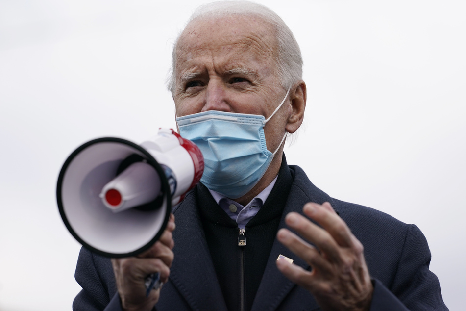 Democratic candidate Joe Biden speaking to voters in Scranton, Pennsylvania.