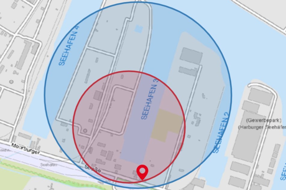 Der Sperrradius beträgt 300 Meter, der Warnradius 500 Meter.