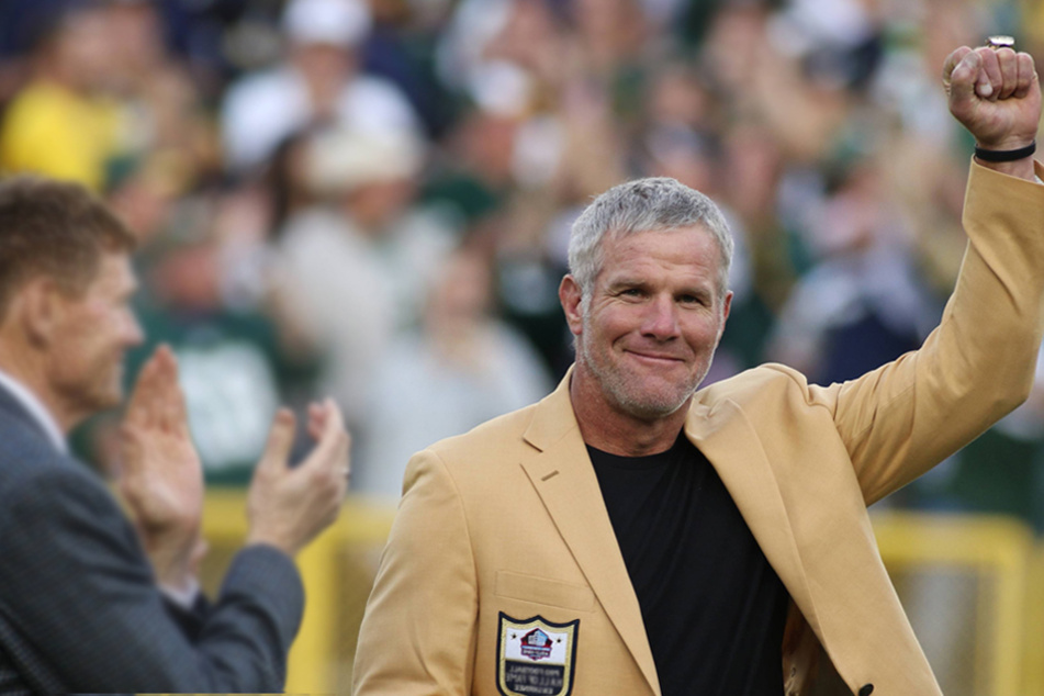 Brett Favre accepts his Ring of Honor at Lambeau Field in Green Bay, Wisconsin on October 16, 2016.