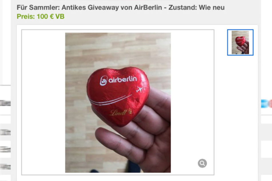 Das "antike Giveaway" der Fluggesellschaft wird als Sammlerstück bei ebay Kleinanzeigen angeboten, wahrscheinlich nur zum Spaß.