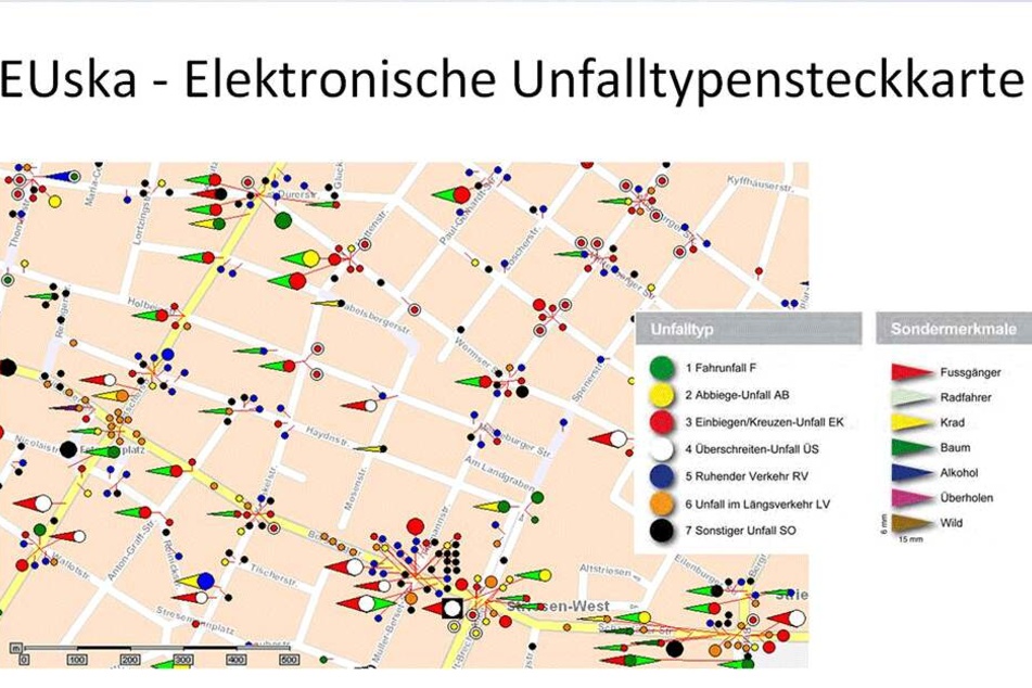 Diese Grafik zeigt die Unfälle im Kreuzungsbereich der Borsbergstraße.
