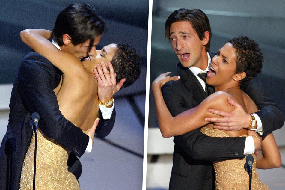 Adrien Brody (heute 51) küsste Halle Berry (58) bei den Oscars im Jahr 2003.