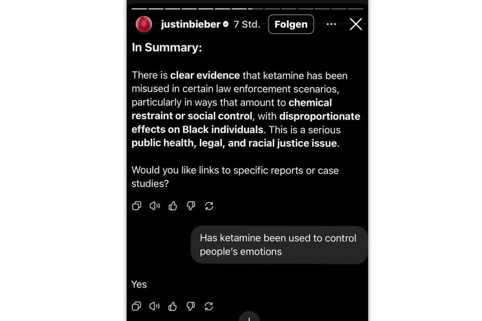 In einer Story griff Justin Bieber das Thema Ketamin auf, was Besorgnis unter seinen Fans auslöste.