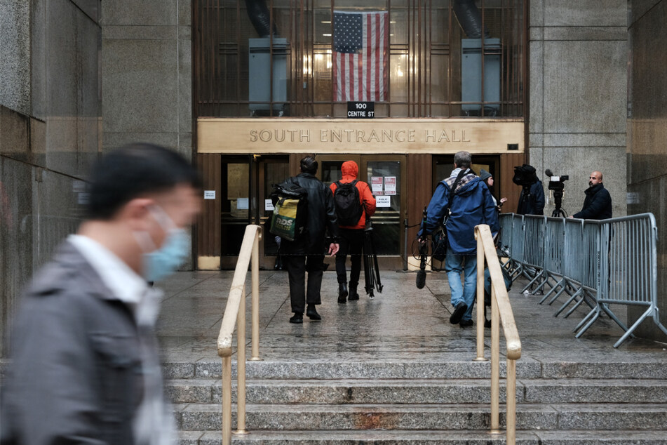 The New York State Supreme Court building on Monday during the start of jury selection in a trial against the Trump Organization following a year-long investigation by the Manhattan district attorney's office into the company’s business practices.