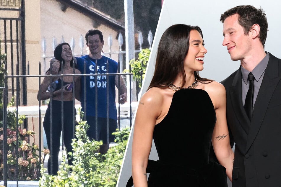 Dua Lipa (l.) and Callum Turner have been spotted in Sicily ahead of their weekend wedding celebrations.