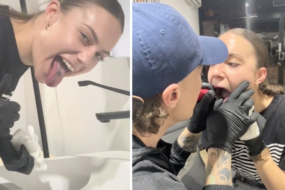 The TikTok account Tattoos of Truth shared a video of a client's tongue tattoo session.