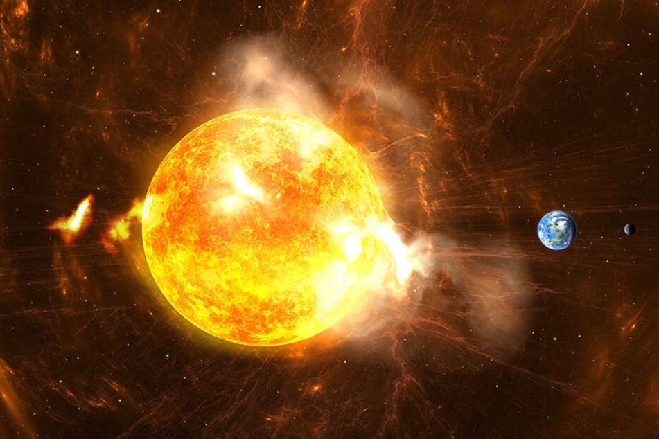 Bei einem Sonnensturm handelt es sich um gewaltige Explosionen auf der Sonne. (Symbolbild)