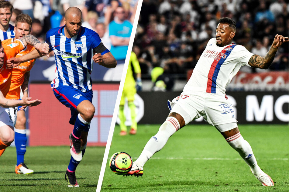 Jerome Boateng (33, r.) und John Anthony Brooks (28, 2.v.r.) in Herthas Innenverteidigung: Das hätte was!