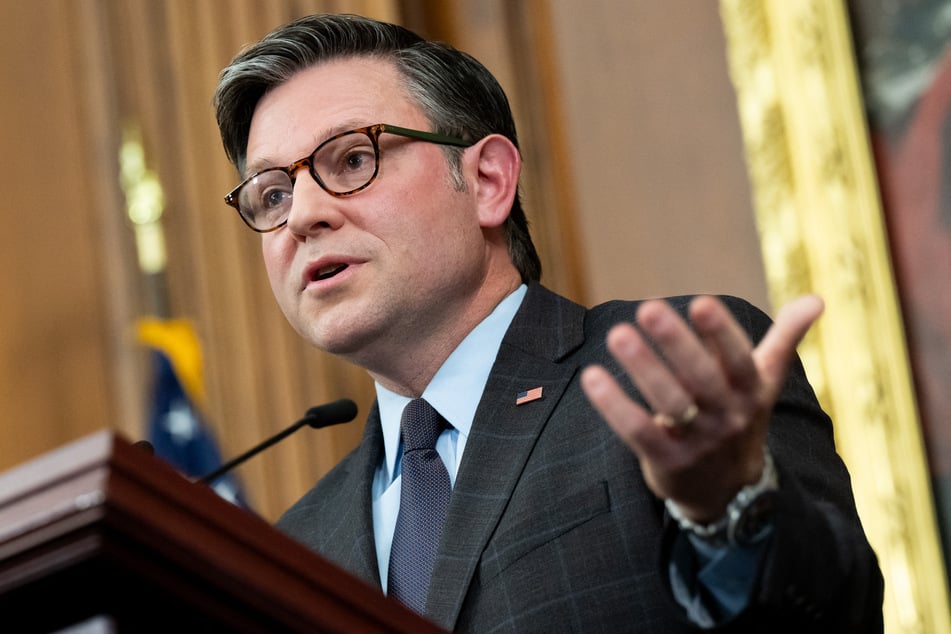 Speaker of the House Mike Johnson, Republican of Louisiana, holds a press conference about the government shutdown at the US Capitol in Washington, DC, on October 6, 2025.