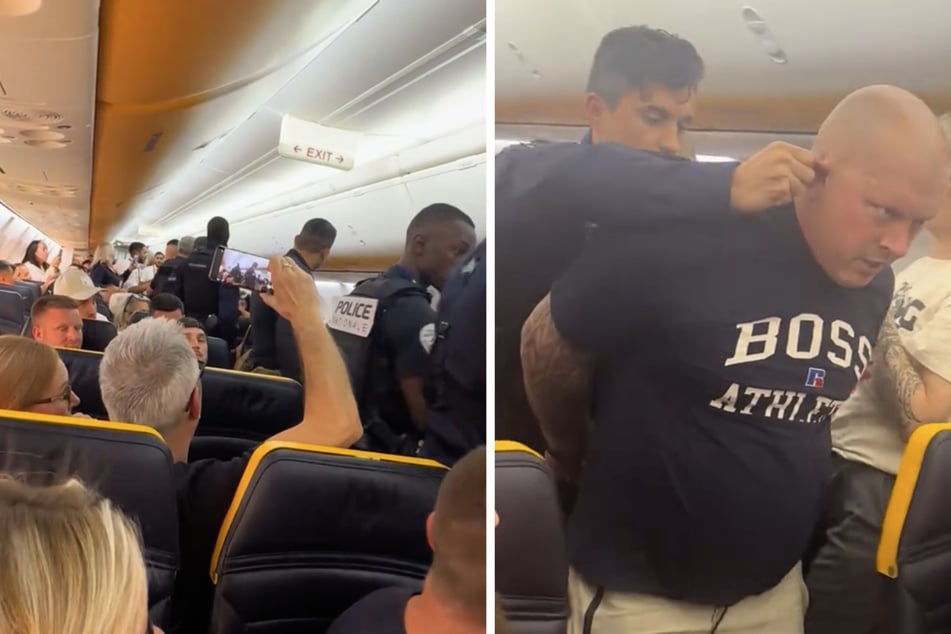 Daniel Ashley-Laws wurde nach seiner dummen Aktion von Beamten aus dem Flugzeug befördert