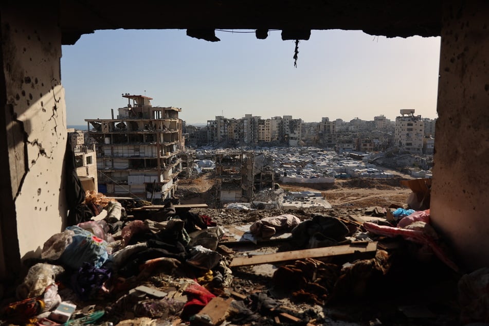 Damaged interiors of a residential building are pictured after an Israeli strike in Gaza City on June 4, 2026.