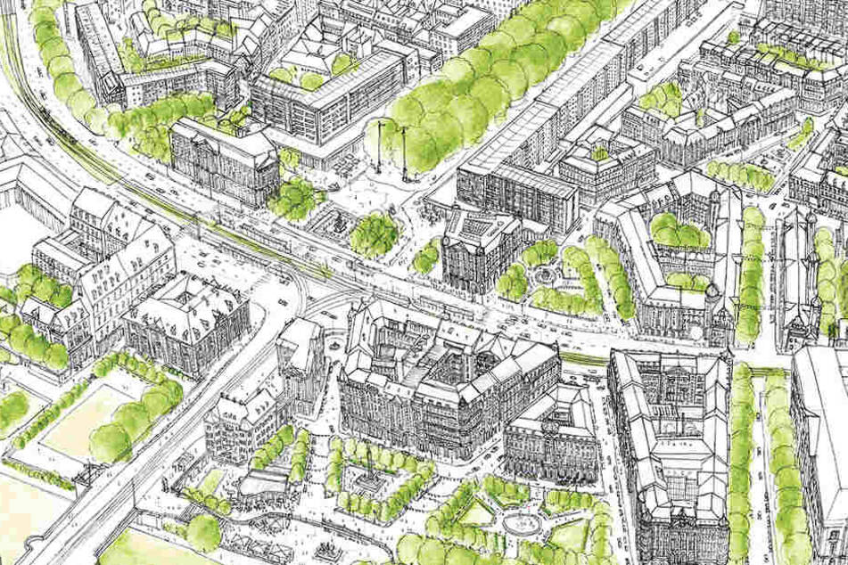 So stellt sich „Stadtbild Dresden“ die künftige Gestaltung rund um den Neustädter Markt vor.
