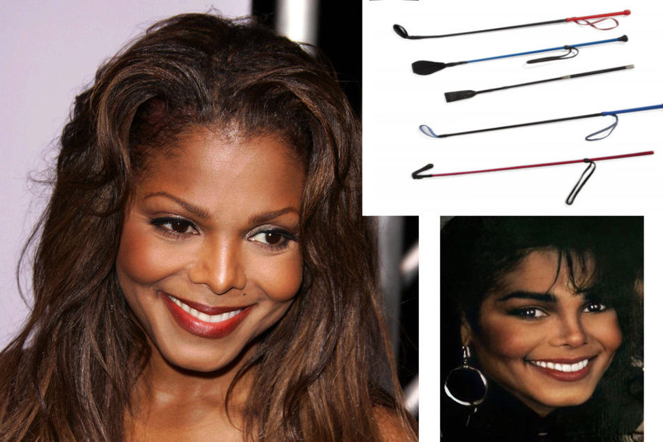 Janet Jackson (l.) has included personal items such as five leather spanking whips (r.) in the online charity auction.