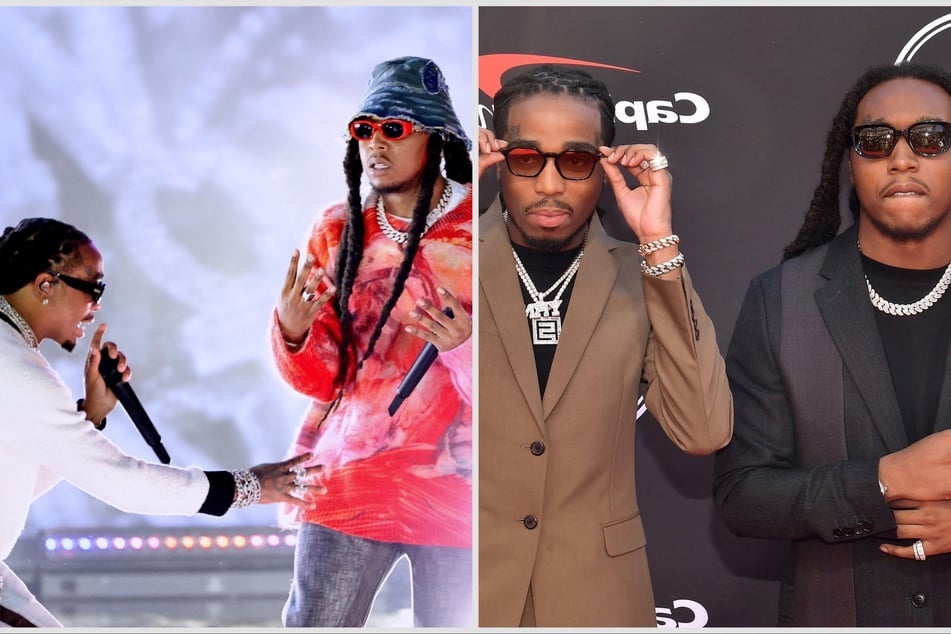 Migos star Quavo (l) continues to honor the late Takeoff with a new song.