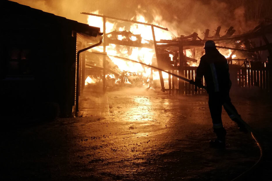 Die 75 Meter lange Fertigungs- und Lagerhalle einer Zimmerei brannte völlig aus.