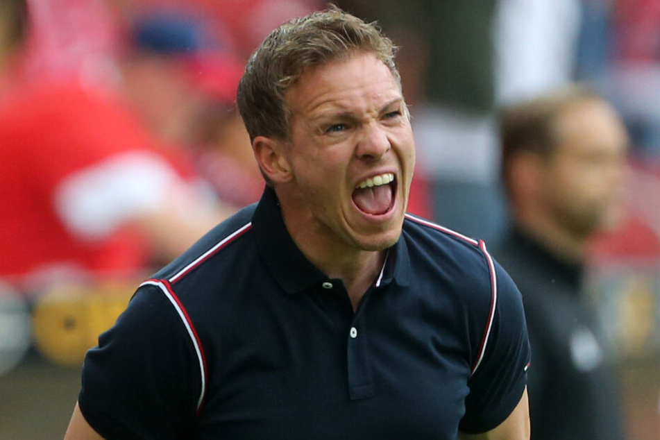Hoffenheims Trainer gibt nach dem 3:2 Anweisungen.