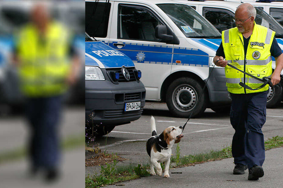 In Chemnitz versuchte die Polizei mit einem Fährtenhund den Tätern auf die Spur zu kommen, die zuvor versucht hatten, Fahrzeuge der Bundespolizei in Brand zu setzen.