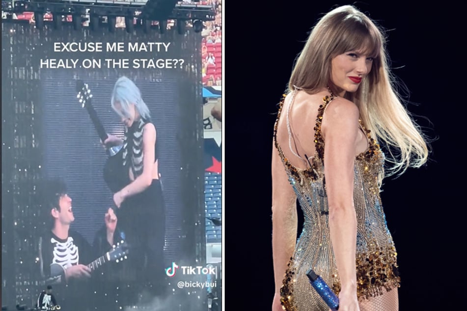 Taylor Swift's (r.) The Eras Tour stops in Nashville, Tennessee have proven to be quite star-studded as Matty Healy (l.) helped during Phoebe Bridgers' opening set on May 6.