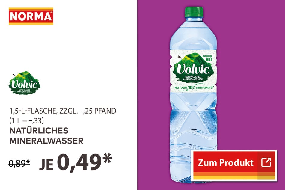 Volvic Mineralwasser für 0,49 Euro.