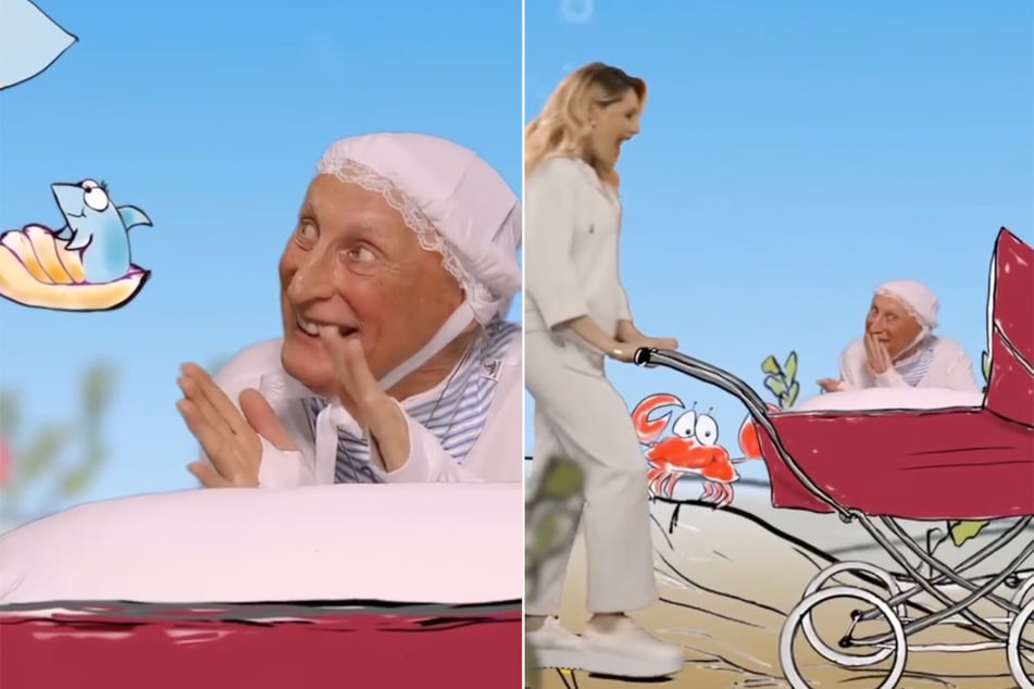 Kurios: Im Musikvideo ihrer Version von "Baby Shark" schiebt Helene Fischer (40) "Baby-Otto" (76) in einem Kinderwagen durch eine Unterwasserwelt.