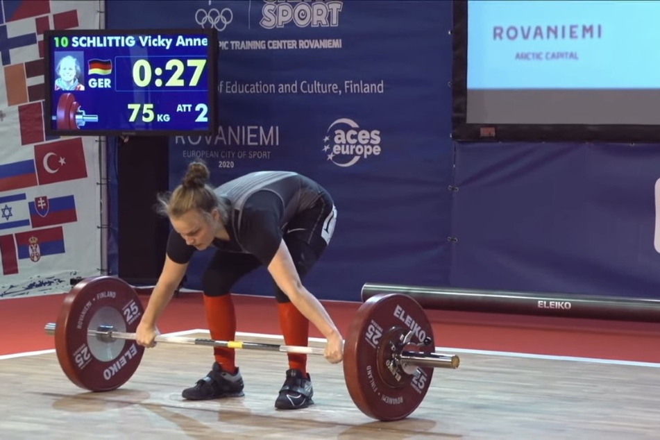 Gewichtheberin Vicky Schlittig bei der Europameisterschaft in Finnland 2021. Nach dem Wettkampf wurde sie positiv getestet.