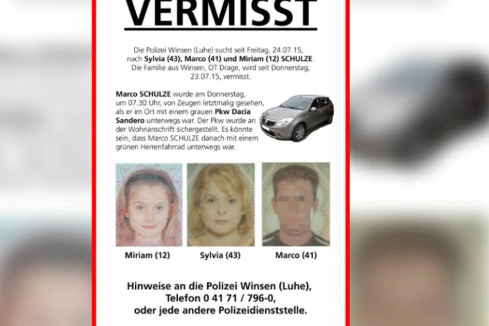 Mit diesem Plakat suchte die Polizei nach der Familie.