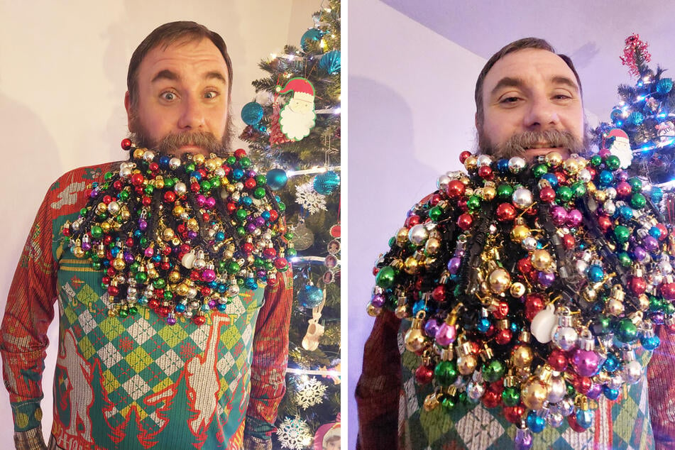 To break his record, he hung hundreds of Christmas ornaments in his beard.