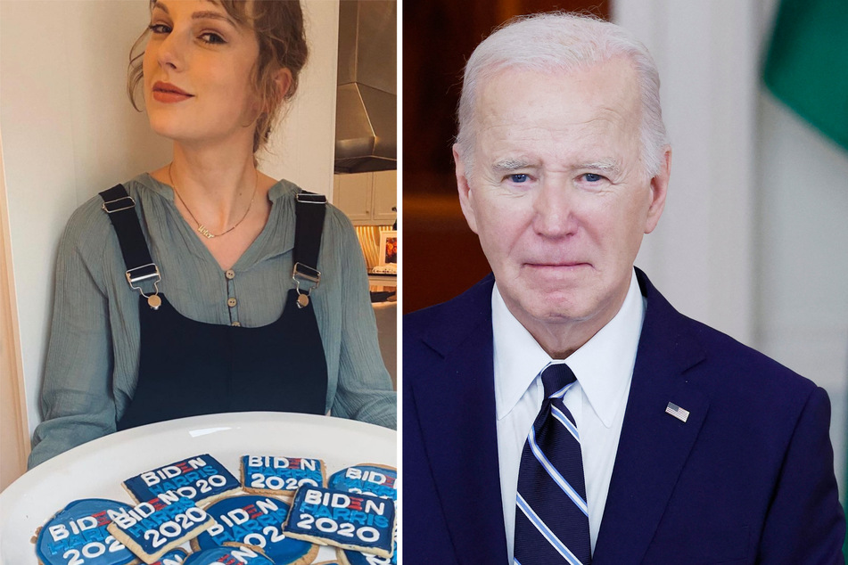 Taylor Swift endorsed Joe Biden (r.) in the 2020 election, and her influential support has been a target of both the current president and his presumed opponent, Donald Trump.