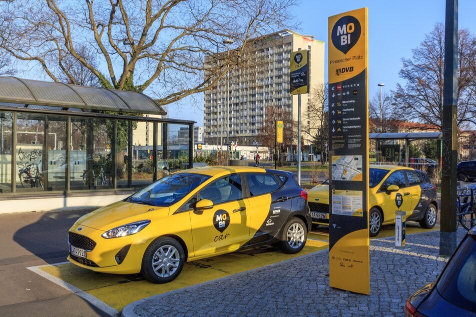 Teilauto als Partner der Stadt: Der Mobi-Punkt am Pirnaischen Platz wurde 2018 eröffnet.