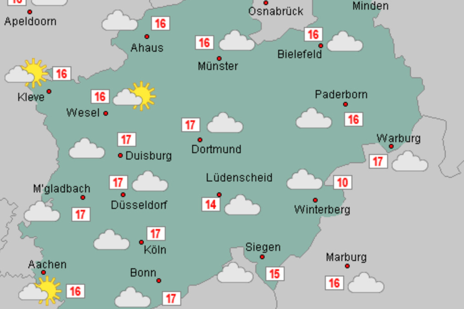 In NRW wird das Wetter am Mittwoch sehr herbstlich. Die Sonne lässt sich dabei mehr im Westen sehen.