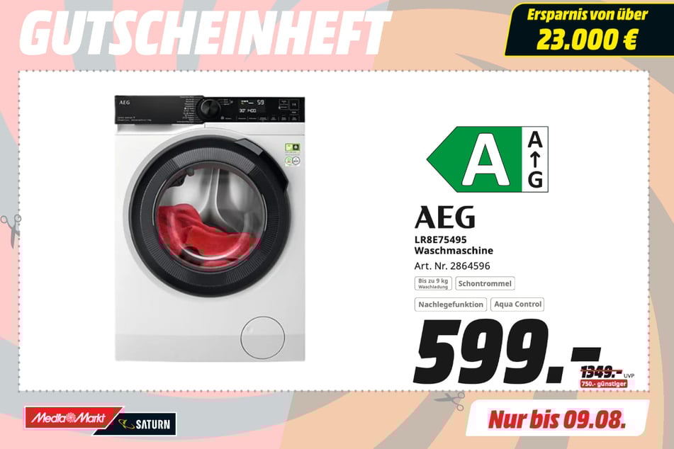 AEG-Waschmaschine LR8E75495 für 599 statt 1.349 Euro.