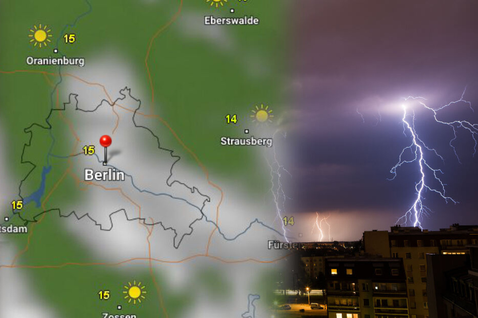 In der Nacht zu Sonntag kommt es zu teil starkem Gewitter. (Bildmontage)