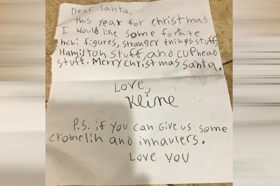 Das war der Wunschzettel von Kline McCormack (10).