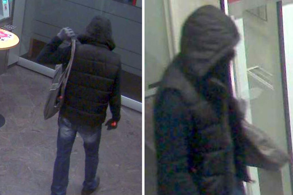Er war mit einer auffälligen Tasche in der Bank.