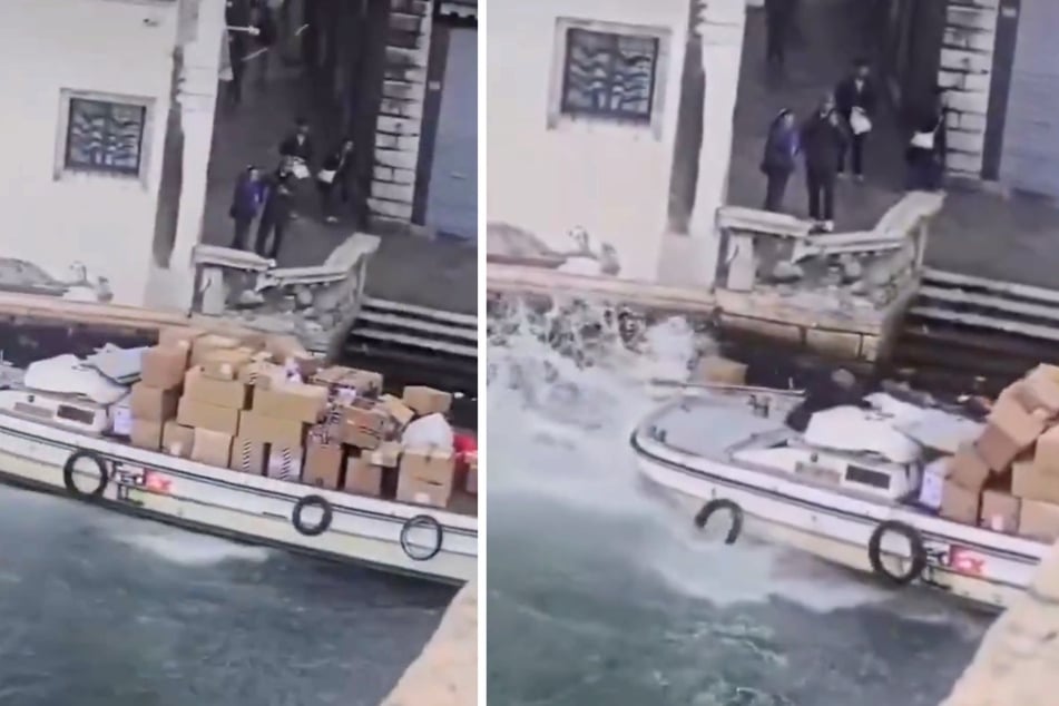 Eine Frau steuerte ein gestohlenes Paket-Boot gegen die Rialtobrücke.