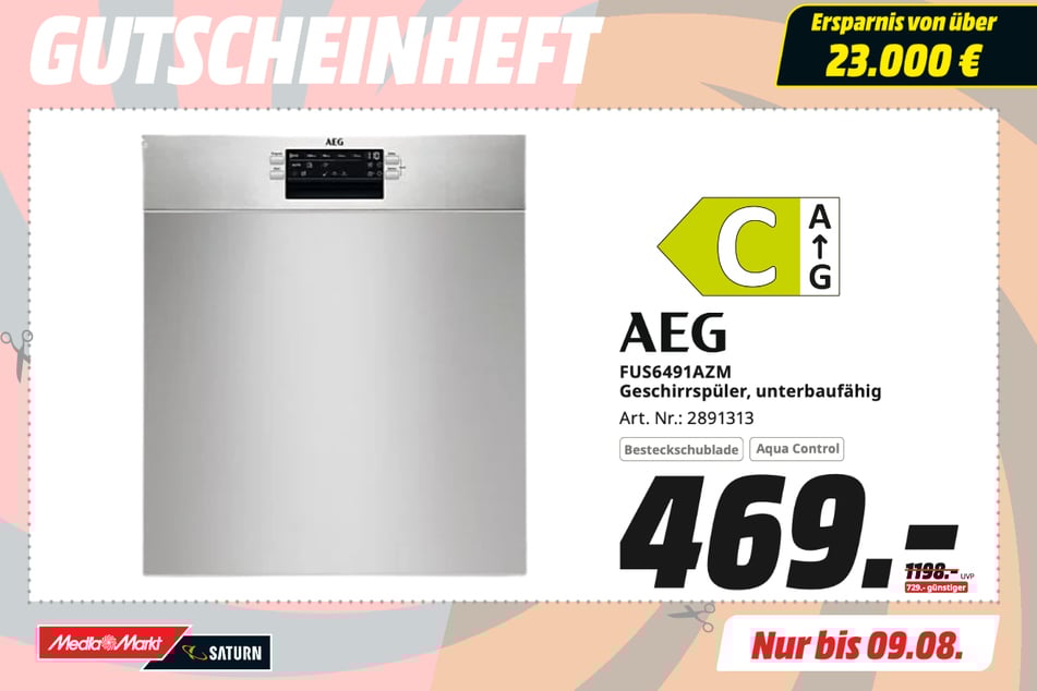 AEG-Geschirrspüler FUS6491AZM für 469 statt 1.198 Euro.