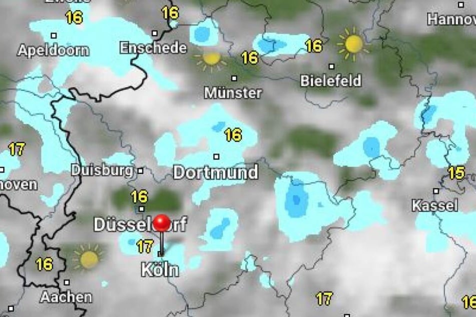 Das sind die Temperaturen in NRW am Montagmittag laut Wetter Online.
