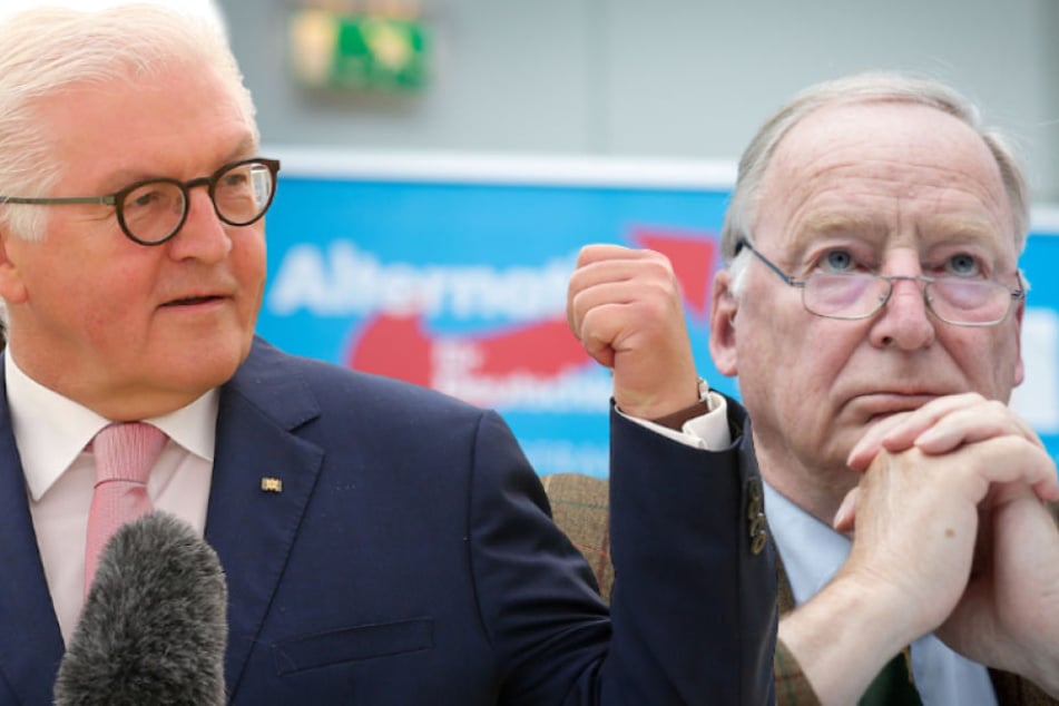 Bundespräsident Steinmeier (62, li.) schämt sich für Aussagen wie die von AfD-Chef Gauland (77). (Bildmontage)