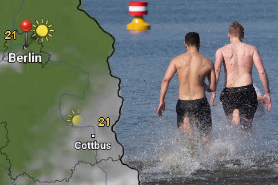 Letzte Freibad-Chance? In Berlin sollen es am Mittwoch bis zu 24 Grad werden. (Bildmontage)