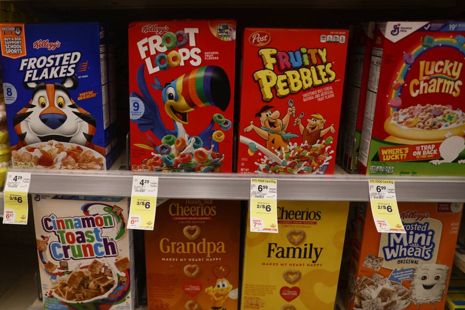 Packaged cereals are pictured in a grocery aisle at a store in the Florida Keys.