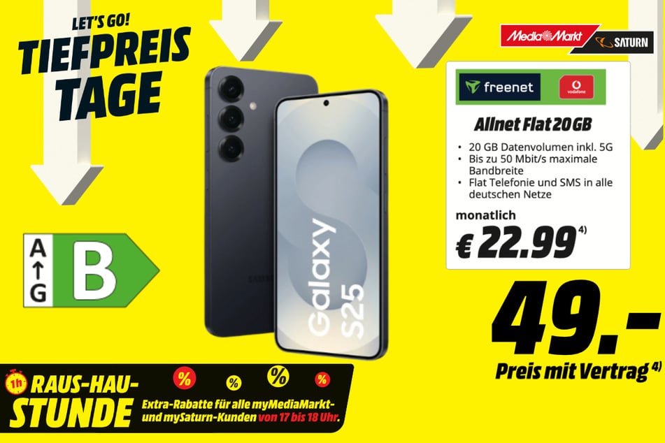 Samsung Galaxy S25 5G für 49 Euro im Vertrag.