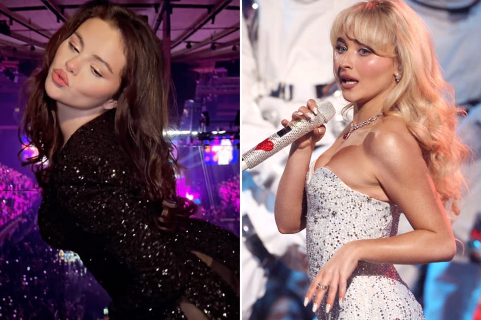 Selena Gomez (l.) made a sensual appearance in the audience at Sabrina Carpenter's fourth Short N' Sweet Tour stop in New York City!