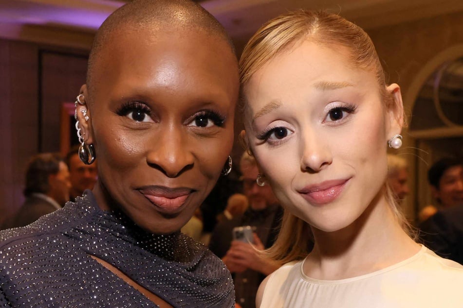 Ariana Grande (r.) also mentioned her emotional Wicked movie press tour with co-star and bestie Cynthia Erivo.