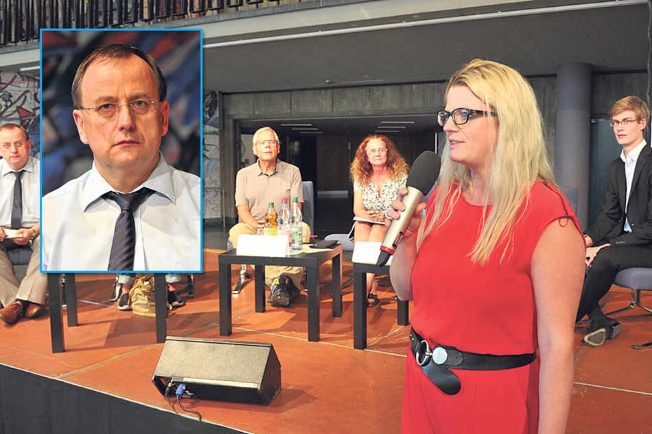 Jörg Heynoldt(53), Leiter der Bildungsagentur. Linken-Fraktions-Chefin Susanne Schaper (38) diskutierte gemeinsam mit Schülern, Lehrern und Eltern über den Lehrermangel.