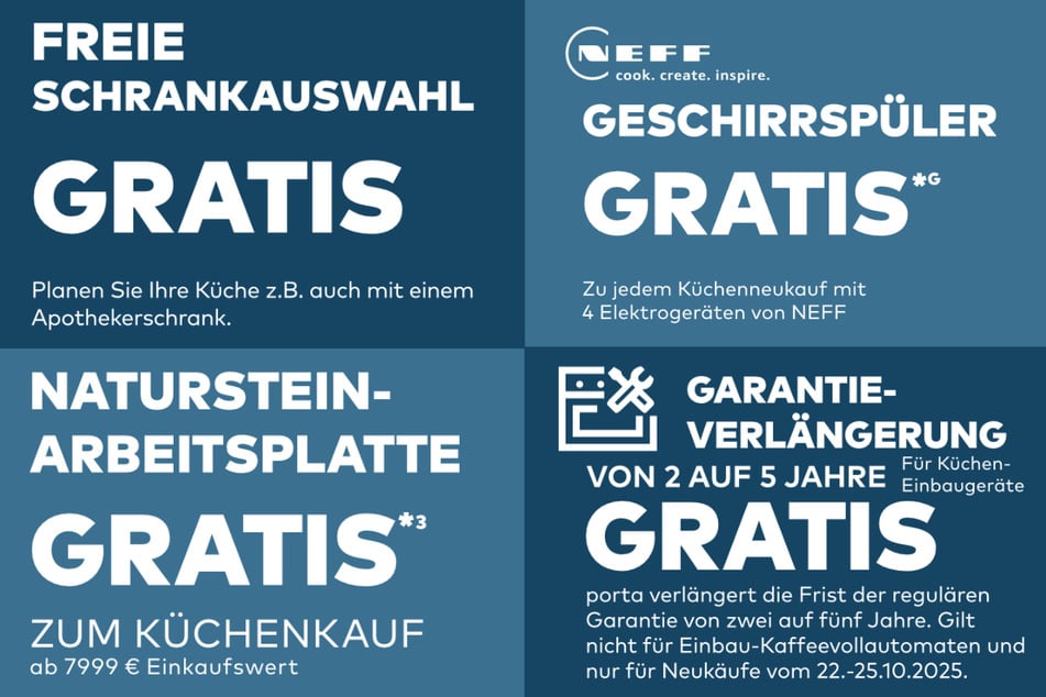 Diese Küchen-Sonderaktionen warten in der porta-Küchenwelt.