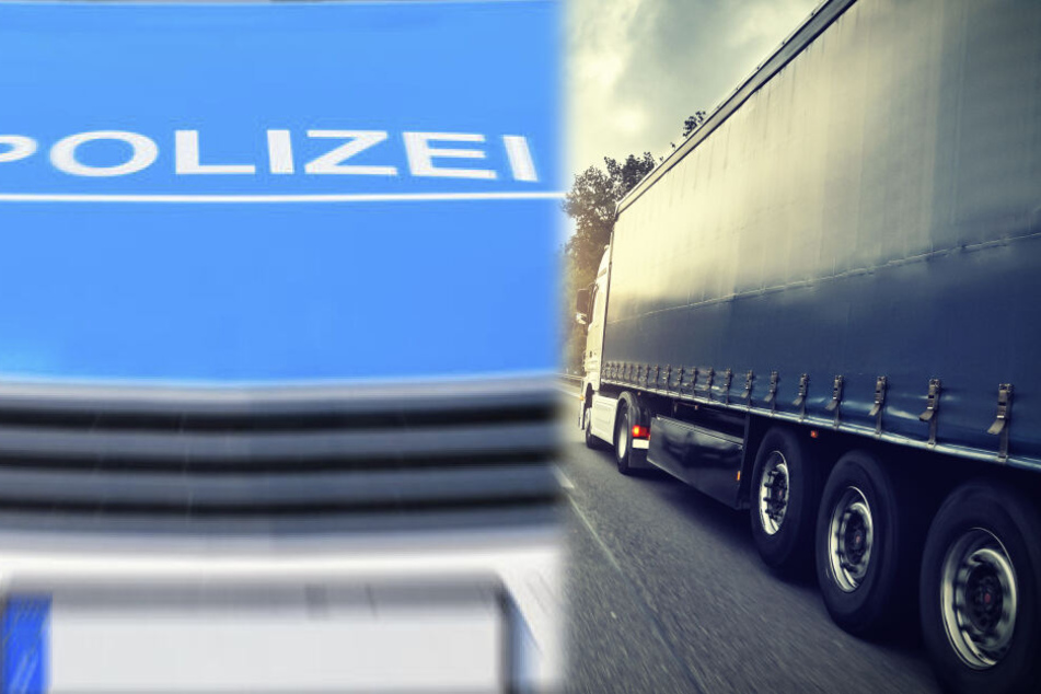 Fotomontage: Als ein Streifenwagen versuchte, den Fahrer zu stoppen, habe dieser das Polizeiauto mit seinem Lastwagen in die Mittelleitplanke geschoben (Symbolbild).